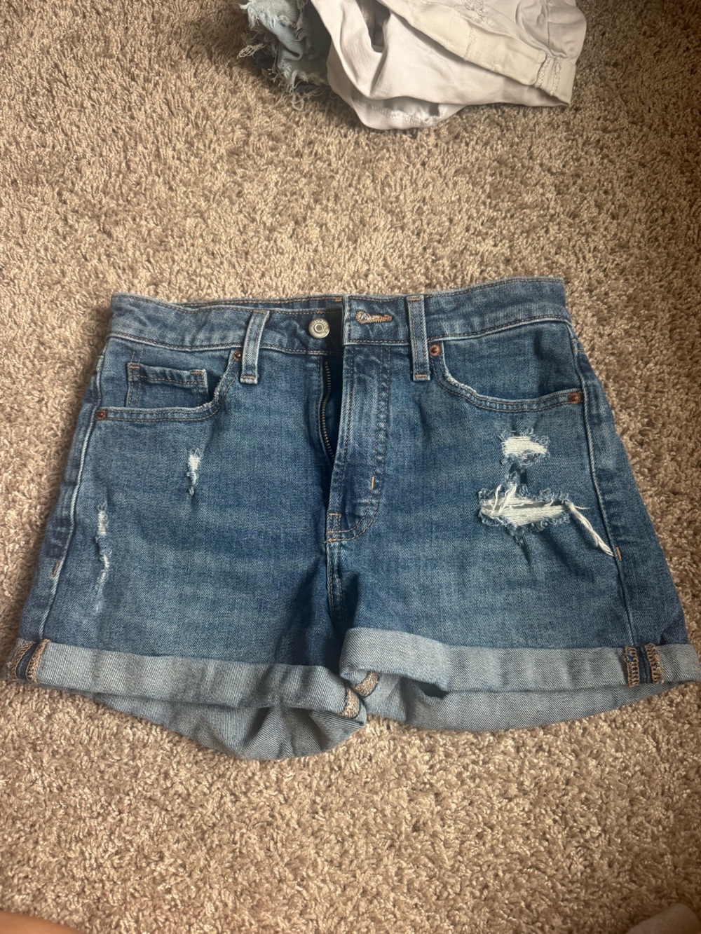 Old Navy Blue Distressed Denim Roll-Cuff Shorts